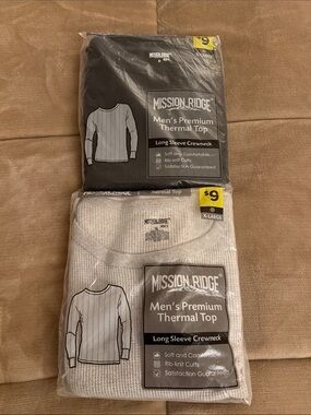 Mission Ridge Men’s Premium Thermal Top - Black or Gray